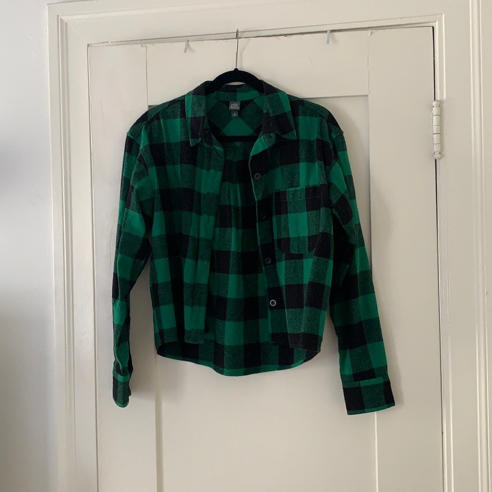 Wild Fable Green/Black Flannel Button Down